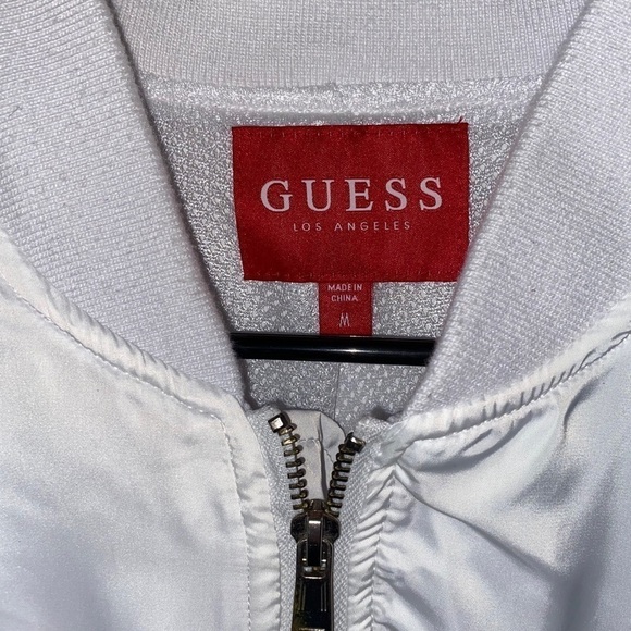 WHITE Guess Y2K Unisex Track Zip up Jacket Size Medium - Picture 3 of 10